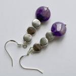 Purple Amethyst And Silver Dangle Earrings