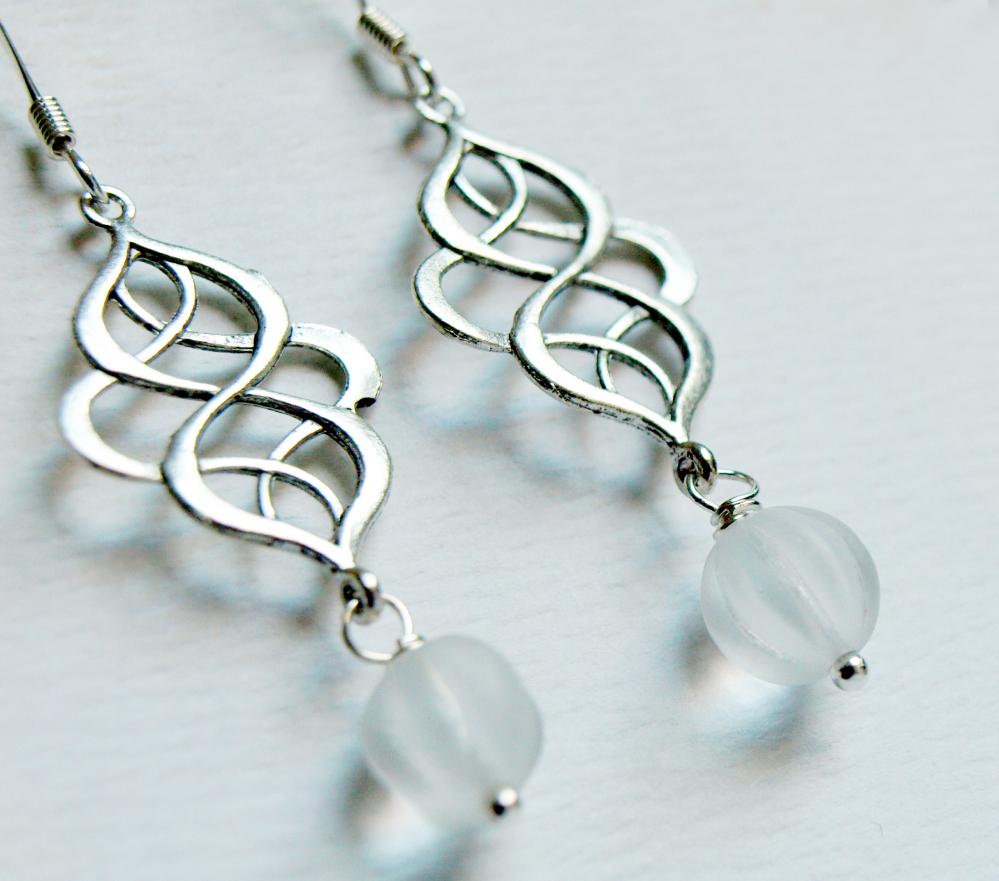 Glass Dangle Earrings-silver Charm Earrings