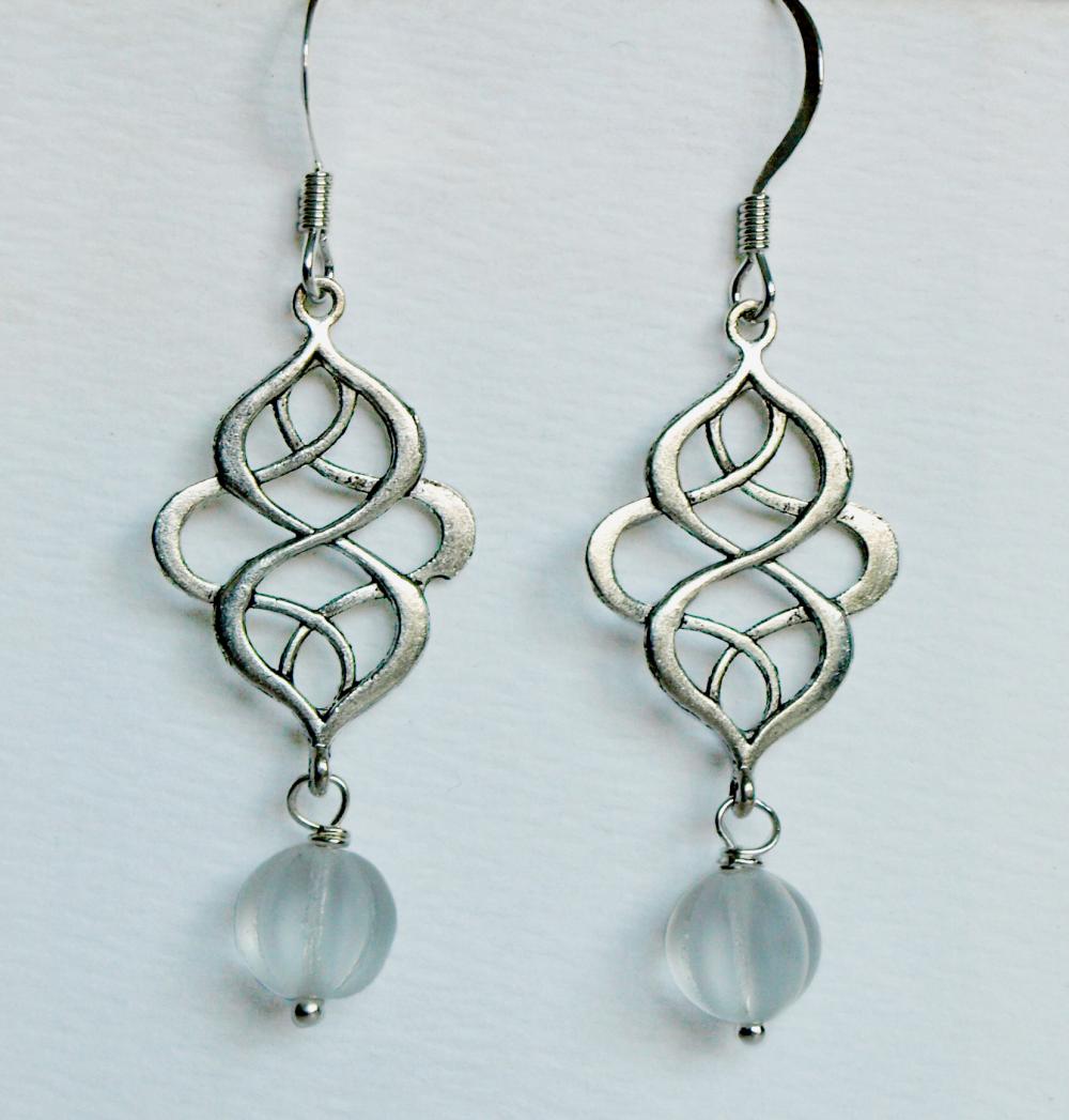 Glass Dangle Earrings-silver Charm Earrings on Luulla