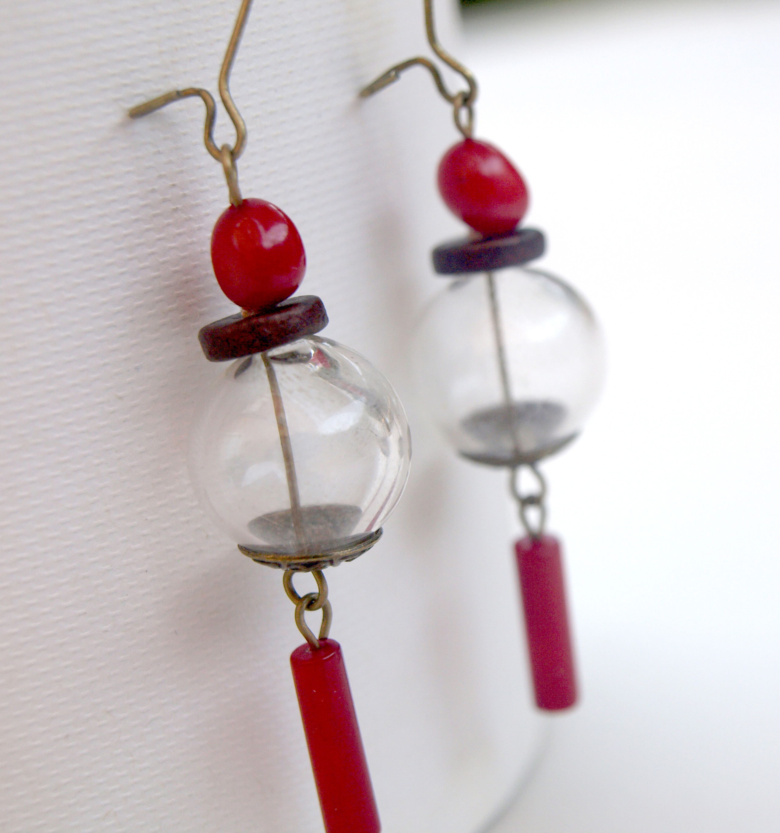 Asian Hand Blown Glass Earringsred Coral Earrings on Luulla